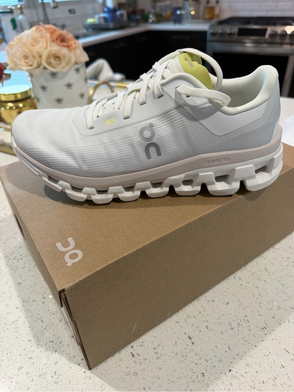 On Running Women’s CloudTec Sneakers in White with Cream Accents